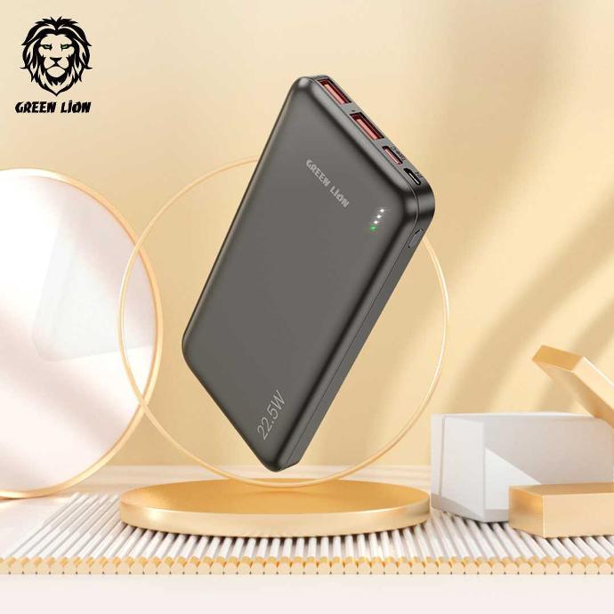alt tag="Green Lion Power Bank Powerpack Front View Black"