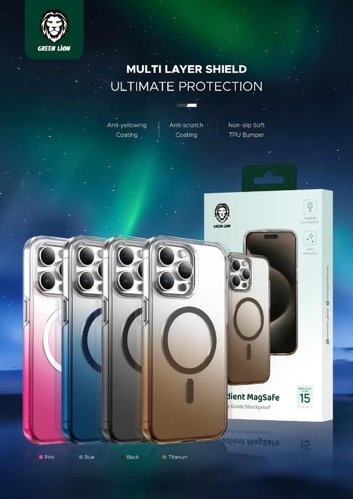 Gradient Case with MagSafe for iPhone 15 Pro Max, [Color Gradient  Technology] [Magnetic Strength Enhanced] Military Grade Shockproof  Protective Phone Case for iPhone 15 Pro Max, Green+Blue 