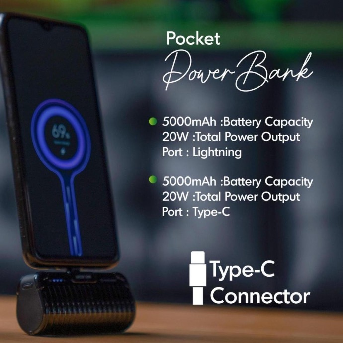 alt="charging phone using power bank with specifications shown"