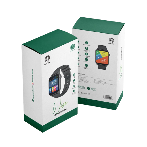 alt="Full packaging of smart watch from Green Lion brand "