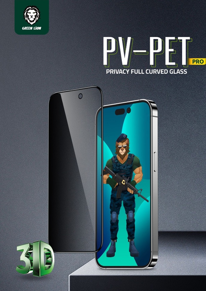 alt="A smartphone with a 3D PET Privacy Glass Screen Protector "