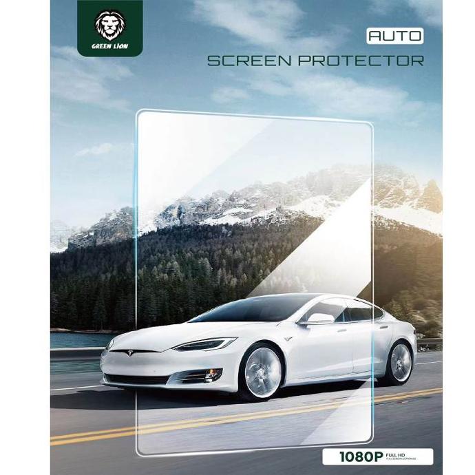 alt="A Tesla car goes into the Screen Protector. Mountain view on the background"