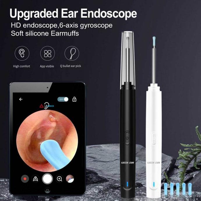 alt="Two colors of Visual Earwax Removal Tool. Black and White"