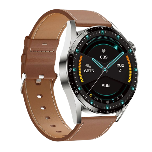 alt="A G-Master Leather Smart Watch brown color "
