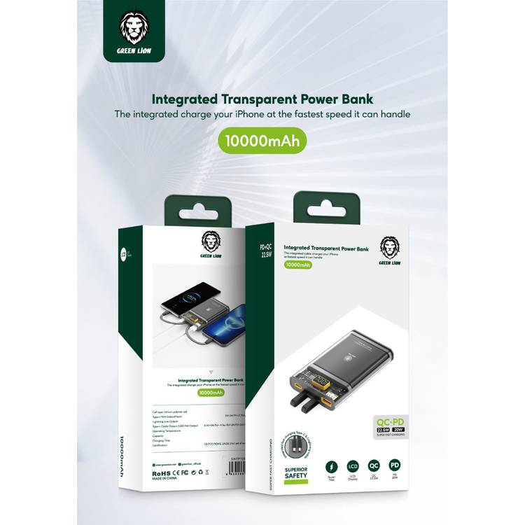 Green Lion Integrated Transparent Power Bank 10000mAh