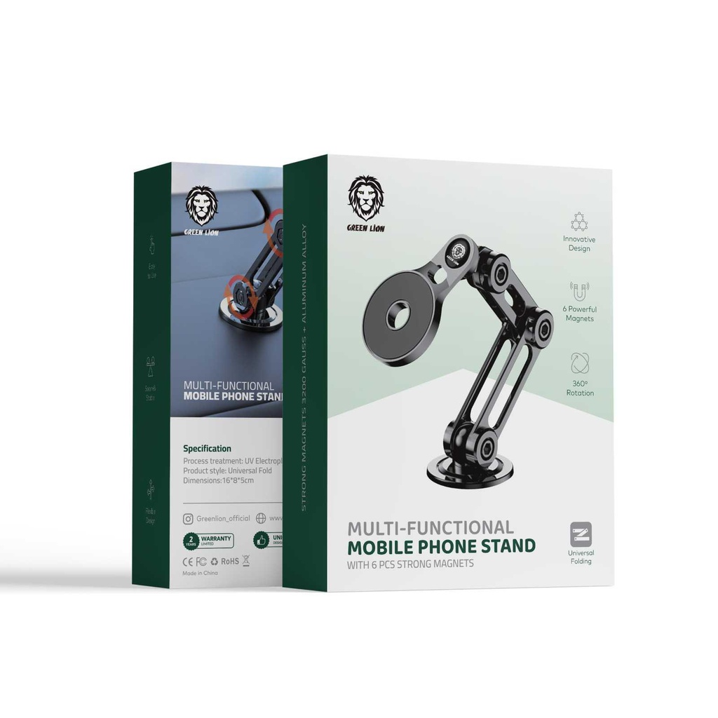 Green Lion Multifunctional Mobile Phone Stand - Black