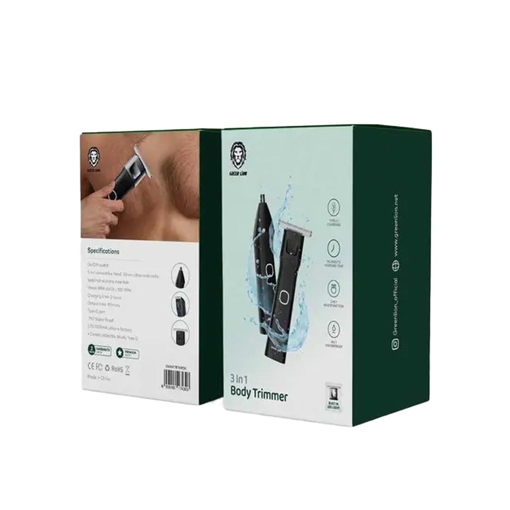Green Lion Grooming Products 3 In 1 Body Trimmer 90Min Working Time Black [GN3N1TRTMRBK]
