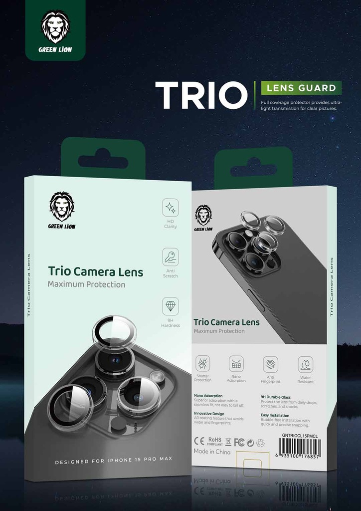 Green Lion Trio Camera lens iPhone15Pro/15Pro Max -Clear