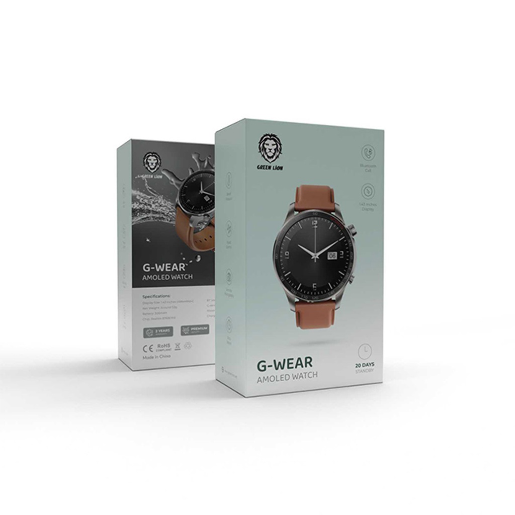Green Lion G-Wear Amoled Watch - Silver/Brown