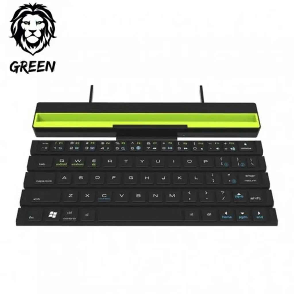 Green Multi-Functional Rollable Wireless Keyboard ( Arabic / English ) - Black
