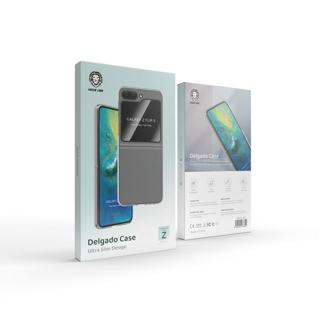 Green Lion Delgado Case Ultra Slim Design for Samsung Flip 5 - Clear