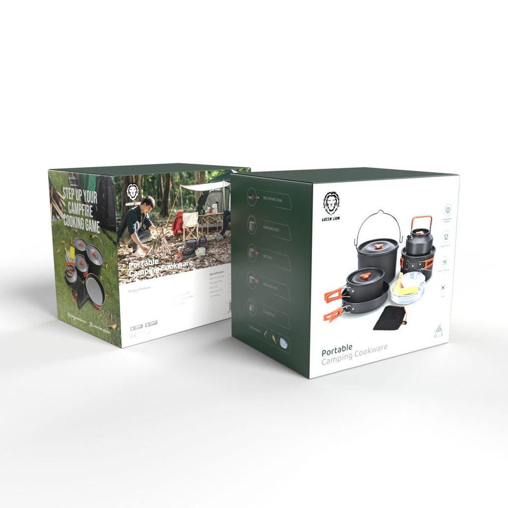 Green Lion Camping Cookware Set - OrangeBlack