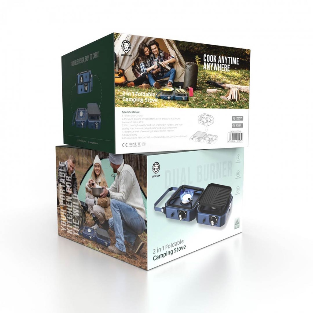 Green Lion 2 IN 1 Portable Camping Stove - Blue