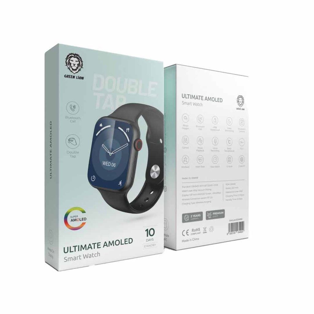 Green Lion Wearable Smartwatch & Accessories Ultimate Amoled Smart Watch Black [GNULALEDSWBK]