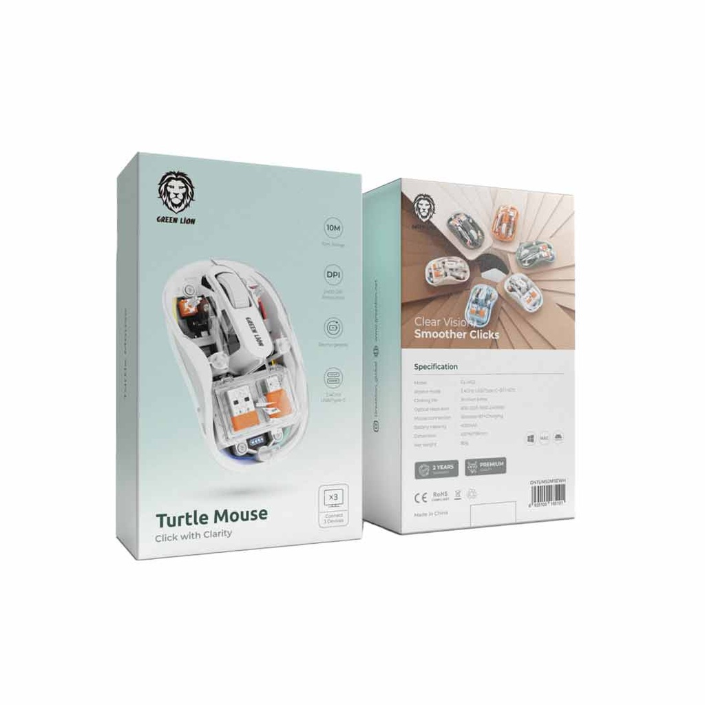 Green Lion Gaming & Computer Accessories Wireless Turtle Mouse 2400DPI White [GNTUMS2MSEWH]