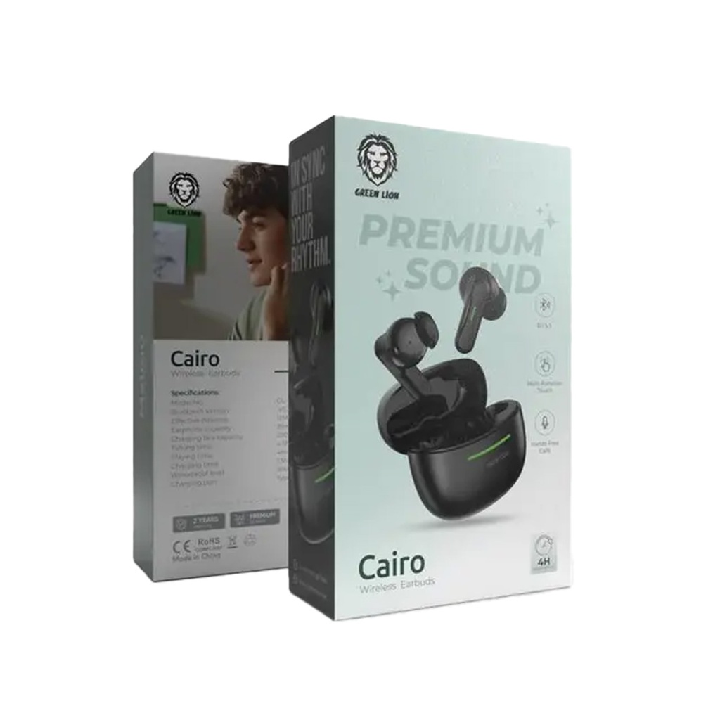 Green Lion Earbuds & Headphones Cairo Wireless Earbuds Type C Black[GNCAITWS23BK]