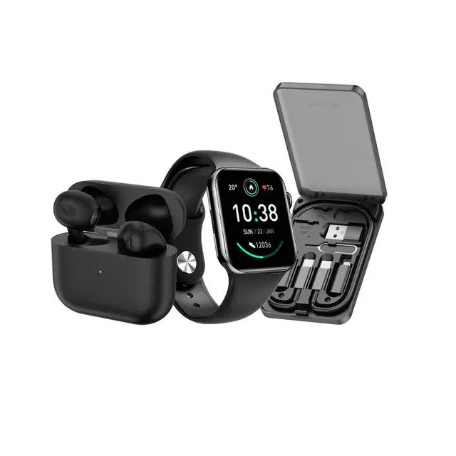 3 In 1 Ultimate Combo (Smart Watch, Earbuds & Multi-Functional Box) - Black