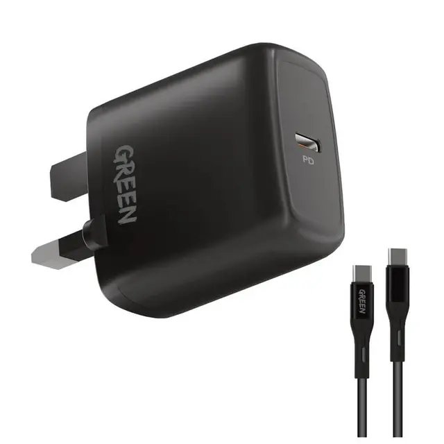 Type-C Port Wall Charger 20W UK with PVC Type-C to Type-C Cable 1.2M