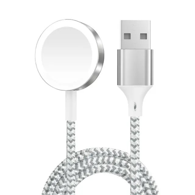 Magnetic Braided Charging Cable 1.2M (USB-A Interface) for iWatch - Silver