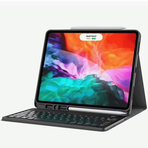 Green Premium Leather Case with Wireless Keyboard ( English/Arabic ) for Apple iPad Mini6 8.3" 2021 - Black