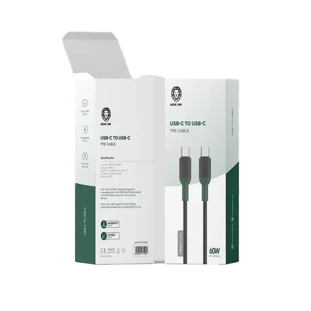  Green Lion USB-C to Type-C TPE Cable 3M PD 60W - Black