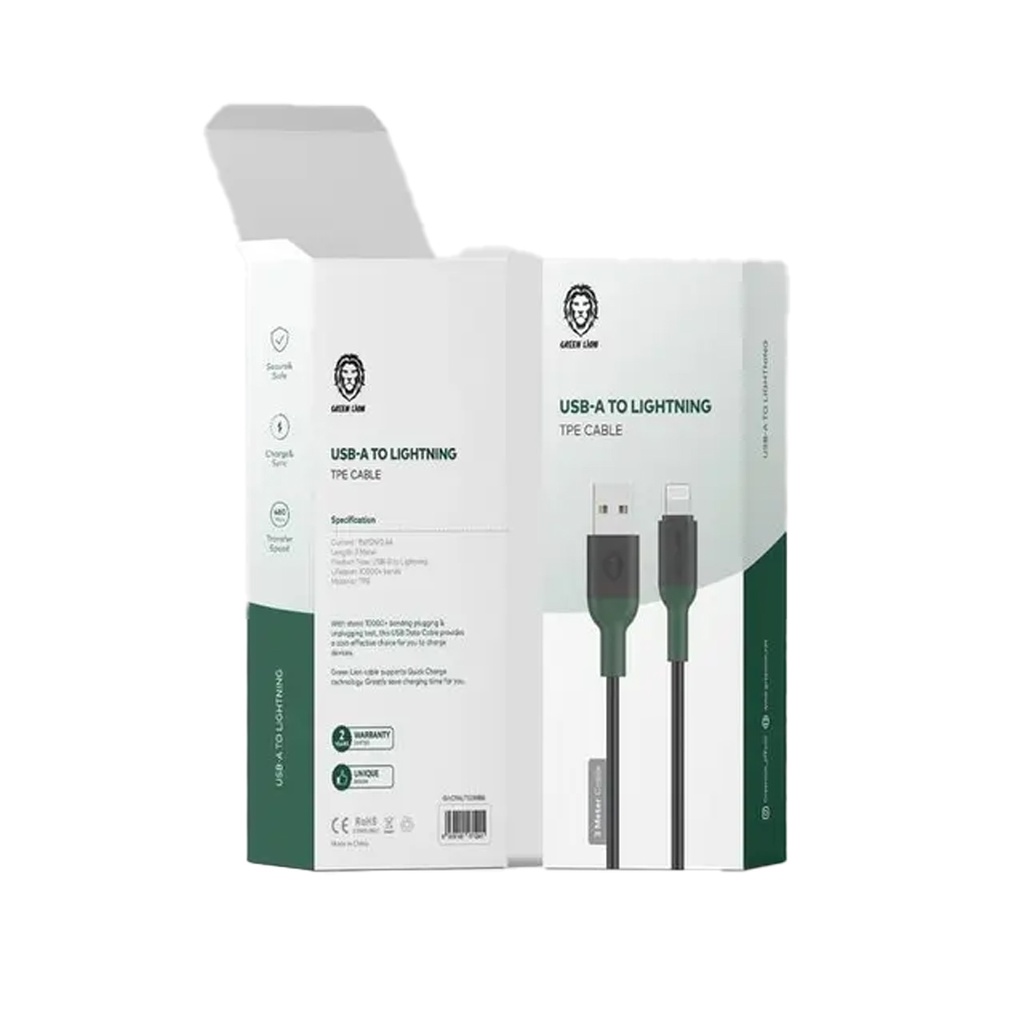  Green Lion USB-A to Lightning TPE Cable 3M - Black