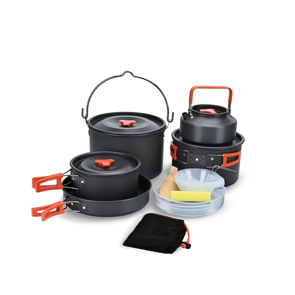 Green Lion Camping Cookware Set - OrangeBlack