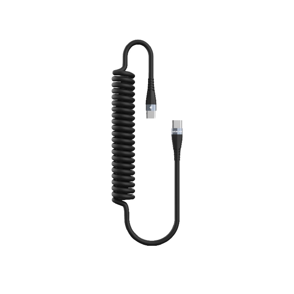 Green Lion 60W TPU Spring Cable USB-C to USB-C Cable 1.8 Meter - Black
