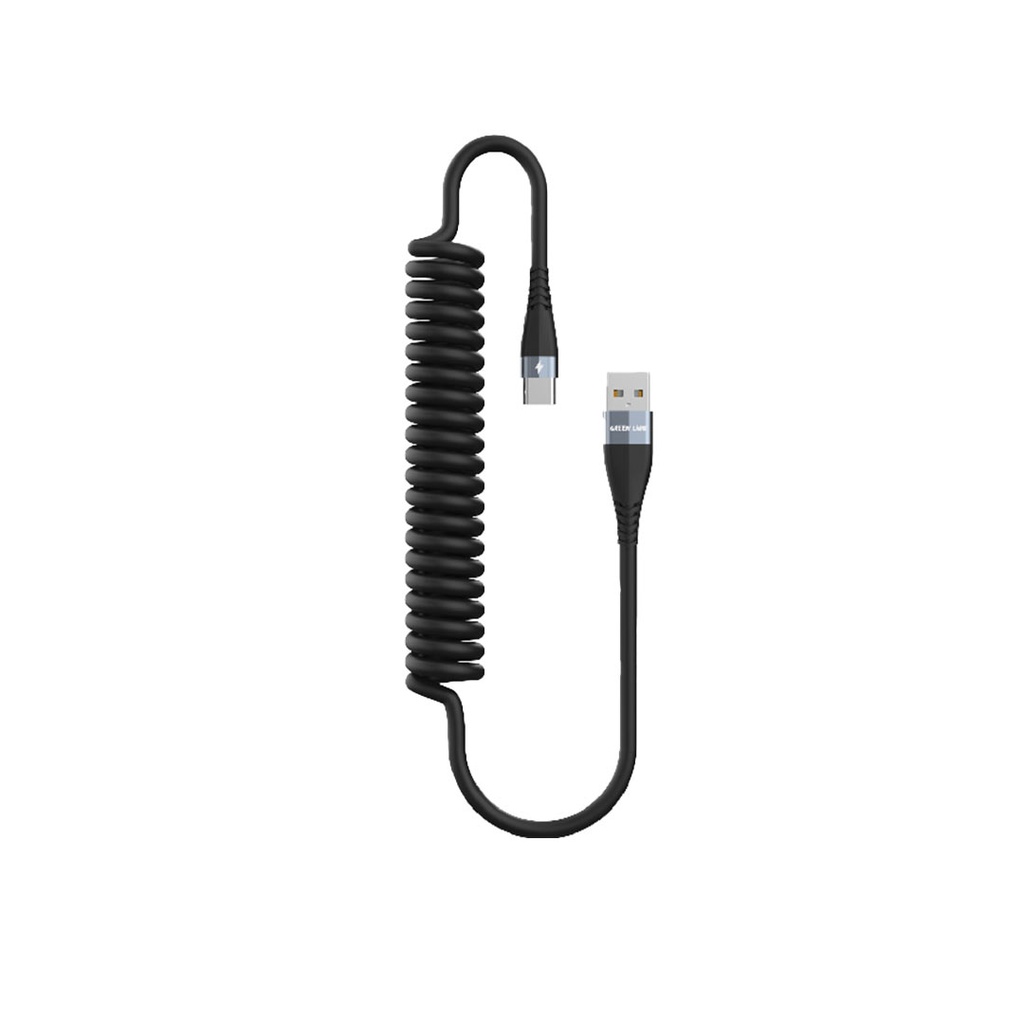 Green Lion TPU Spring Cable USB-A to Type-C Cable 1.8 Meter - Black