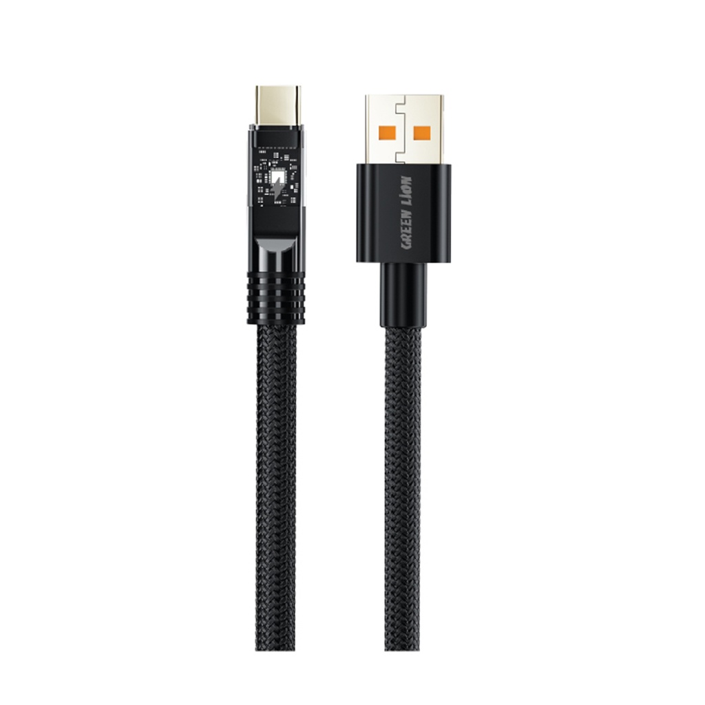 Green Lion Led Braided Cable Usb-A to Usb-C 1Meter - Black