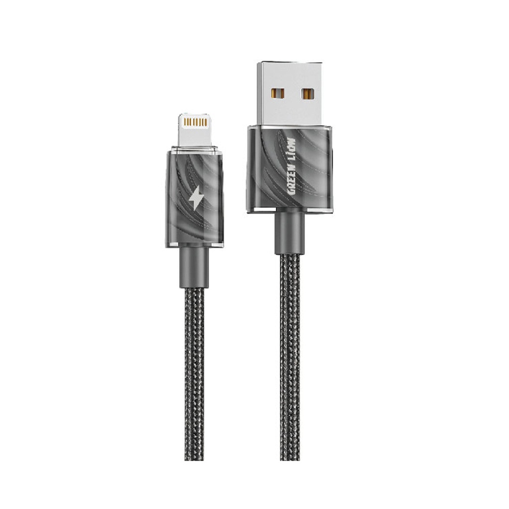Green Lion USB-A to Lightning Thick Braided Cable 1M - Black