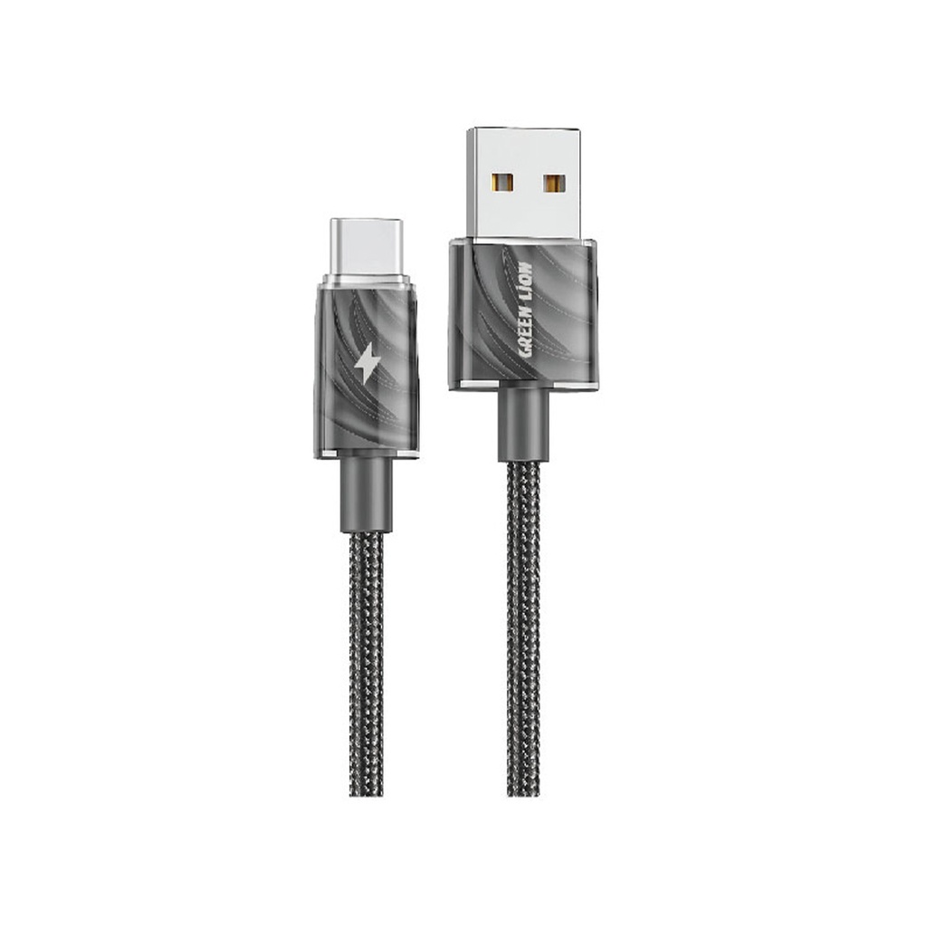 Green Lion USB-A to USB-C Thick Braided Cable 1M - Black