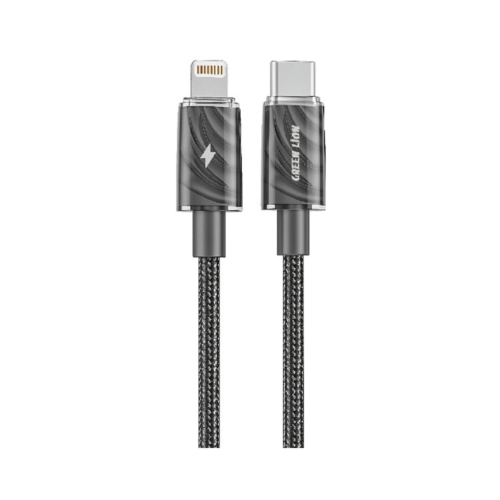Green Lion USB-C to Lightning Thick Braided Cable 1M PD 27W - Black