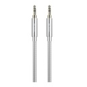 Green Lion Non-MFi AUX 3.5mm to AUX 3.5mm Stainless Steel Plating Cable 90cm- Silver