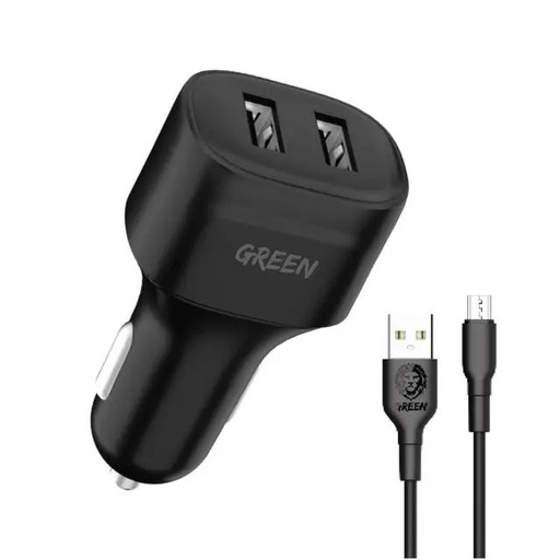 [GNCC24MCRBK] Dual Port Car Charger 12W with PVC Micro USB Cable 1.2M