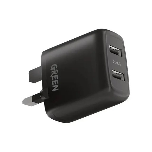 [GNC24AWCBK] Dual USB Port Wall Charger 12W UK