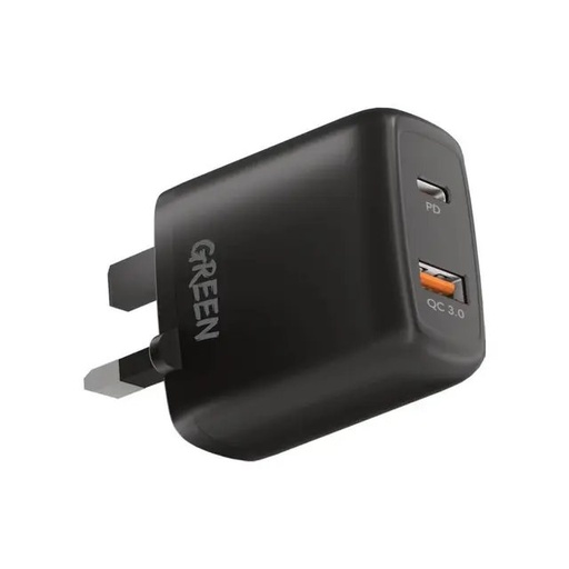 [GNC20WWCBK] Dual USB Port Wall Charger PD+QC3.0 20W UK