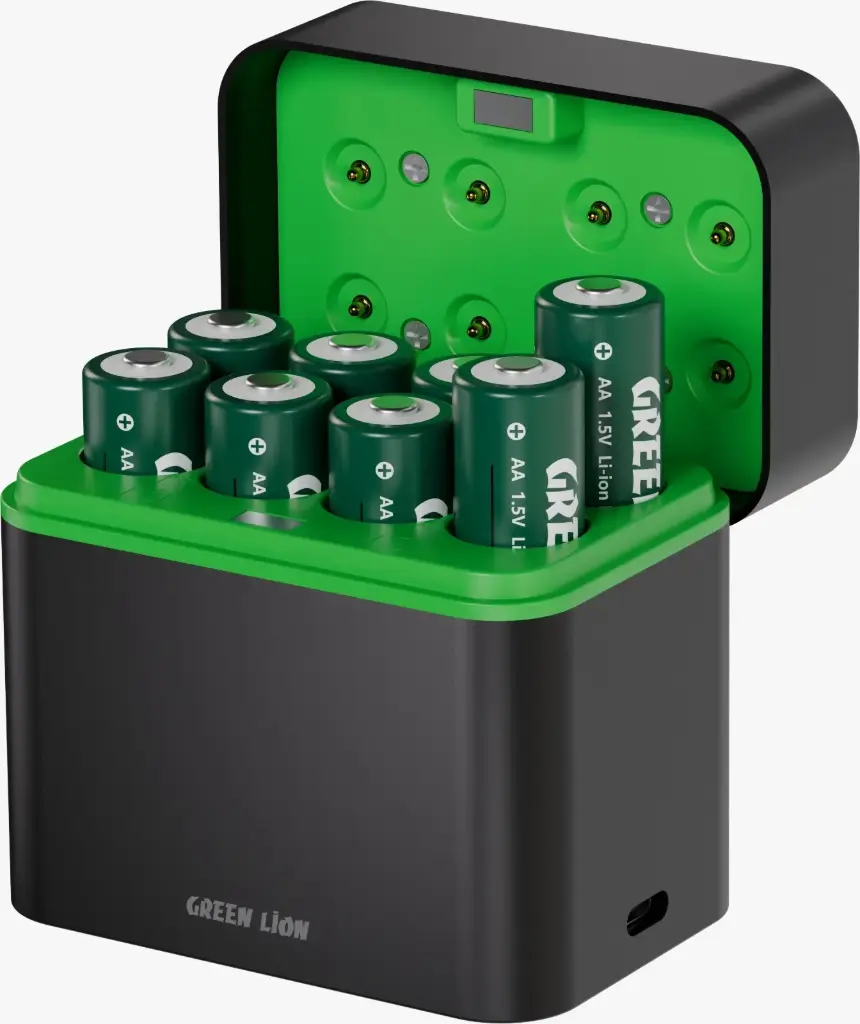 Green Lion RECHARGEABLE 8*AA Battery Dock USB-C | Green Lion