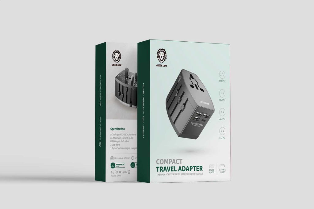 Green Lion Compact Travel Adapter: Your Ultimate Travel Companion