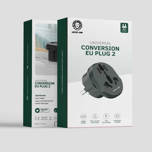 [GNUVEUPLG2BK] Green Lion Universal Conversion EU Plug 2 - Black