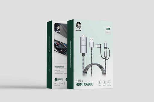 [GN3IN1HDMIBK] Green Lion 3 In 1 HDMI Cable (1.8m)
