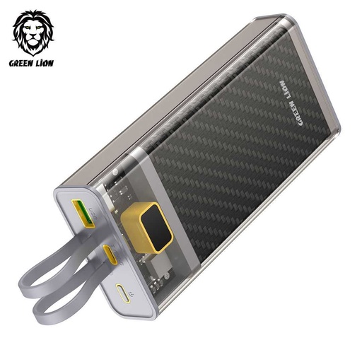 [GNTR2PB20KGY] Green Lion Transparent 2 Power Bank with Integrated Cables 20000mAh PD 20W - Gray