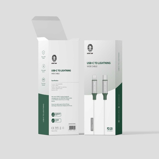 [GNCWCLTG1MWH] Green Lion PVC USB-C to Lightning Wide Cable 1M PD 20W - White