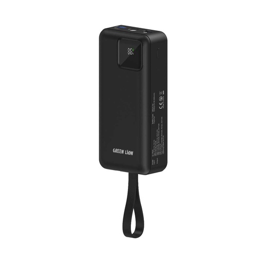 [GNPWT30KPBBK] Green Lion Power Tank Power Bank 30000mAh PD 22.5W with Fast Charging Cable - Black