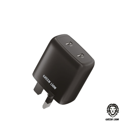 [GNWC2PD40WBK] Green Dual Port USB-C Wall Charger 40W UK - Black