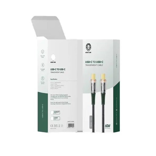 [GNTSCTYC1MBK] Green Lion USB-C to Type-C Transparent Cable 