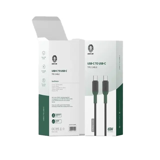 [GNCPCTYC3MBK]  Green Lion USB-C to Type-C TPE Cable 3M PD 60W - Black