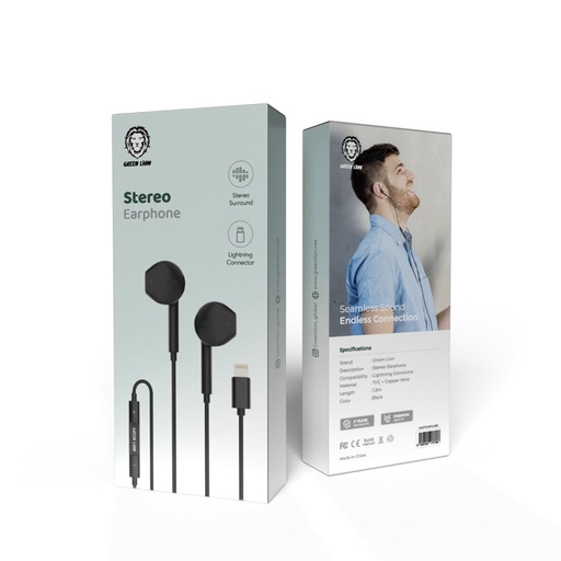 Green Lion Wired Stereo Earphones with Lightning Connector
