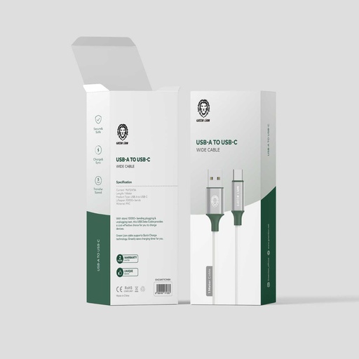[GNCWATYC1MWH] Green Lion PVC USB-A to Type-C Wide Cable 1M - White