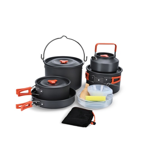 [GNCMPCKSETOBK] Green Lion Camping Cookware Set - OrangeBlack